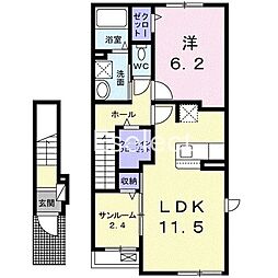 カーサフロイデ 1LDKの間取図画像