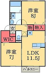 ル・レーブ2 2LDKの間取図画像