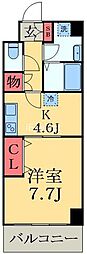 サンライズ八咲 1Kの間取図画像