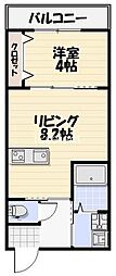 Lyk貝塚 1LDKの間取図画像