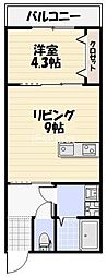Lyk貝塚 1LDKの間取図画像