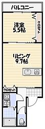Lyk貝塚 1LDKの間取図画像