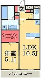 ディアコート鹿放ヶ丘 1LDKの間取図画像