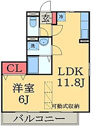 ロジュマンマエバラC棟 1LDKの間取図画像