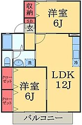 カーサみつわ台D 2LDKの間取図画像