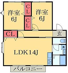 ユーロアベニュー四街道F 2LDKの間取図画像
