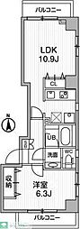 OORETERRACE中目黒 ワンルームの間取図画像