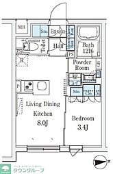 CREATIF桜新町 1LDKの間取図画像