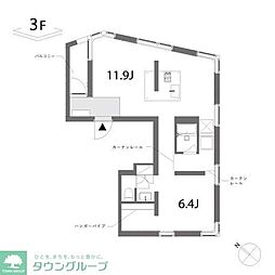 シモメアパートメント 1LDKの間取図画像
