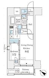 PRIMERESIDENCESHIBUYA 1LDKの間取図画像