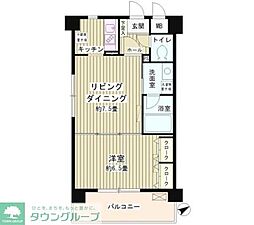ルミエール祐天寺 1DKの間取図画像