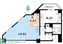 リベラル桜新町 1LDKの間取図画像