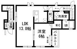 メルヴェーユ東が丘 1LDKの間取図画像
