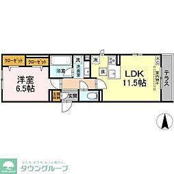 ヴィラ アンムート赤堤 1LDKの間取図画像