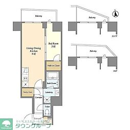 シーズンフラッツ世田谷松陰神社前 1LDKの間取図画像