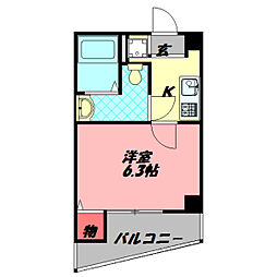 フルグランテ馬場町 7階1Kの間取り