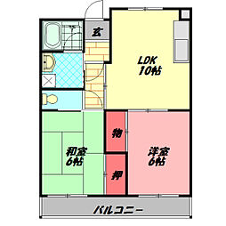 アスカ・サンハイム 2LDKの間取図画像