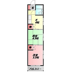 大野マンション 2Kの間取図画像