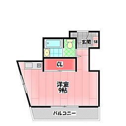 スクエアコート栄町 ワンルームの間取図画像