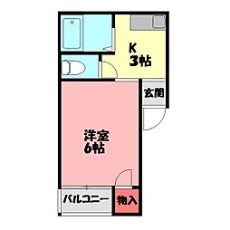 メゾン大日 1Kの間取図画像