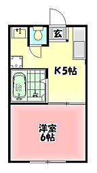 ペントハウス馬場 1DKの間取図画像