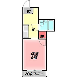 カルム大宮 1Kの間取図画像
