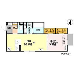 D-ROOM佐太中町 1LDKの間取図画像