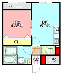アーリーズ大宮通 1DKの間取図画像