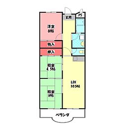 第二フラットリバーハイツ 3LDKの間取図画像