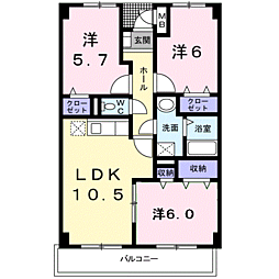 リヴィエール・桜 3LDKの間取図画像