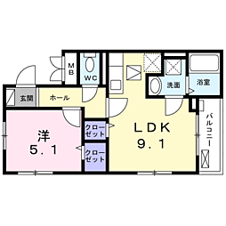 クレイン 1LDKの間取図画像