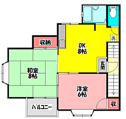 ハイツオクムラ 2DKの間取図画像