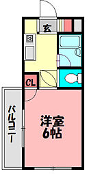 ブルー・フィールド 1Kの間取図画像