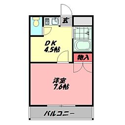 Mプラザ西三荘 1DKの間取図画像