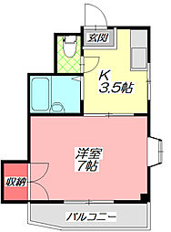 堂山ハイツA 1Kの間取図画像