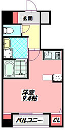 フナーセル ワンルームの間取図画像