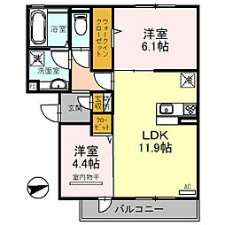 コウラニカイ・エヴァ 2LDKの間取図画像