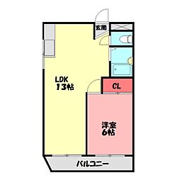 ブーゲンビリア 1LDKの間取図画像