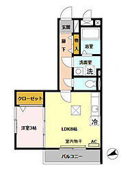 モンテリブロ旭 1LDKの間取図画像