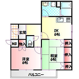 メゾンフルーリ 2DKの間取図画像