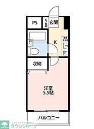 リエス西船橋 1Kの間取図画像