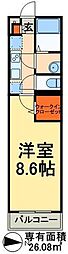 リブリ・流山 1Kの間取図画像