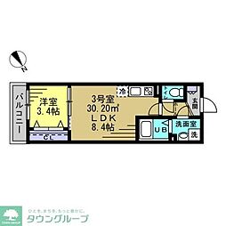 RIZE南流山 1LDKの間取図画像