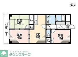 大新ヒルズ西馬橋 3DKの間取図画像