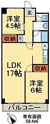 カミーユ上本郷 2LDKの間取図画像