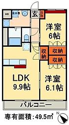 エトワール・ガーデン 2LDKの間取図画像