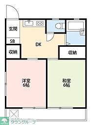 グレース南柏1 2DKの間取図画像