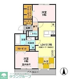 シャルート 2LDKの間取図画像