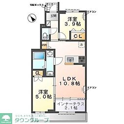 ZEUS野田I 2LDKの間取図画像