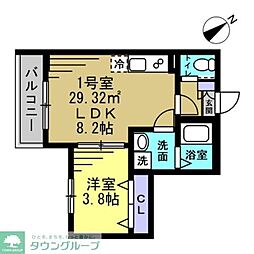 HD南柏 1LDKの間取図画像